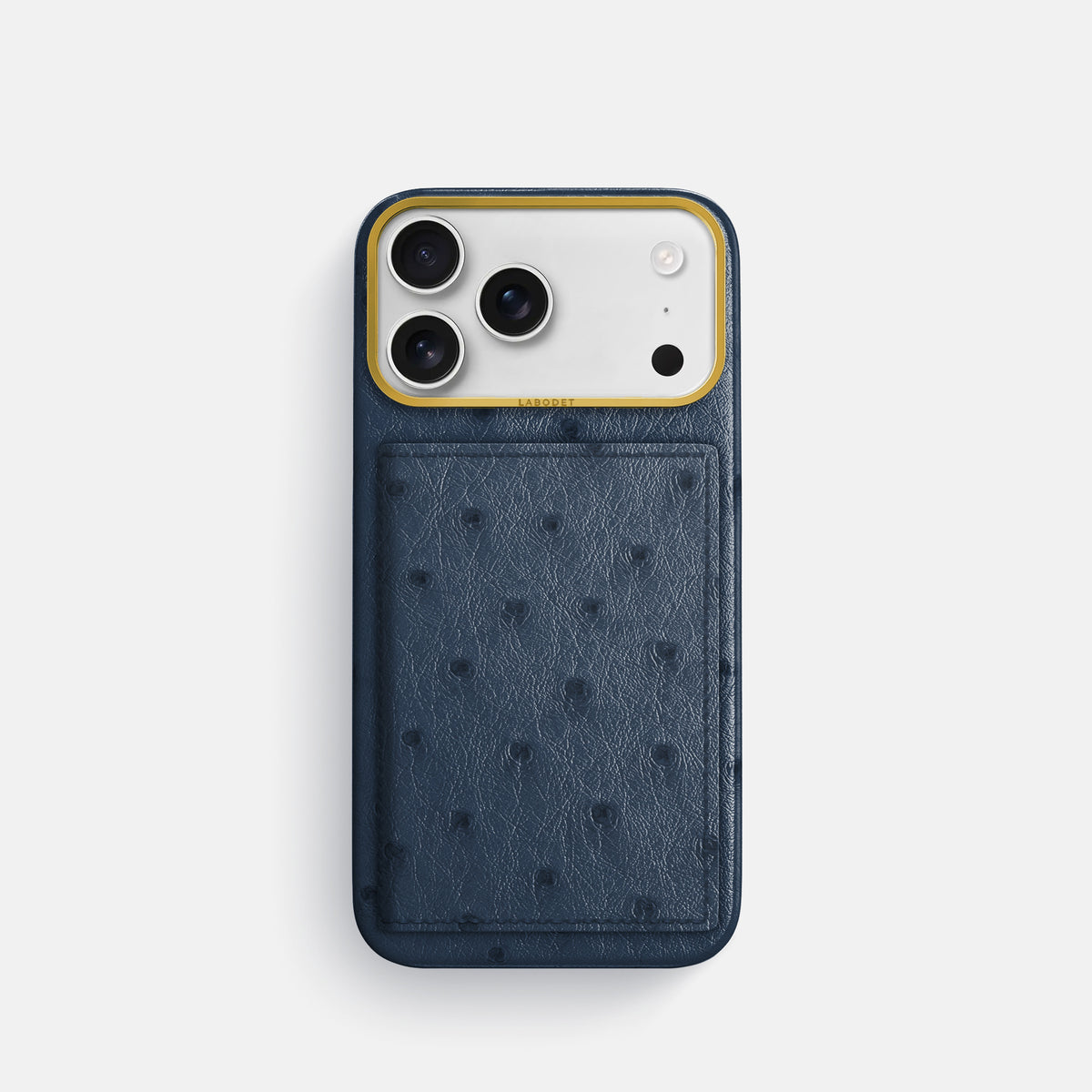 Bi-Fold Case For iPhone 17 Pro In Ostrich -1 | Navy-Blue-Gold