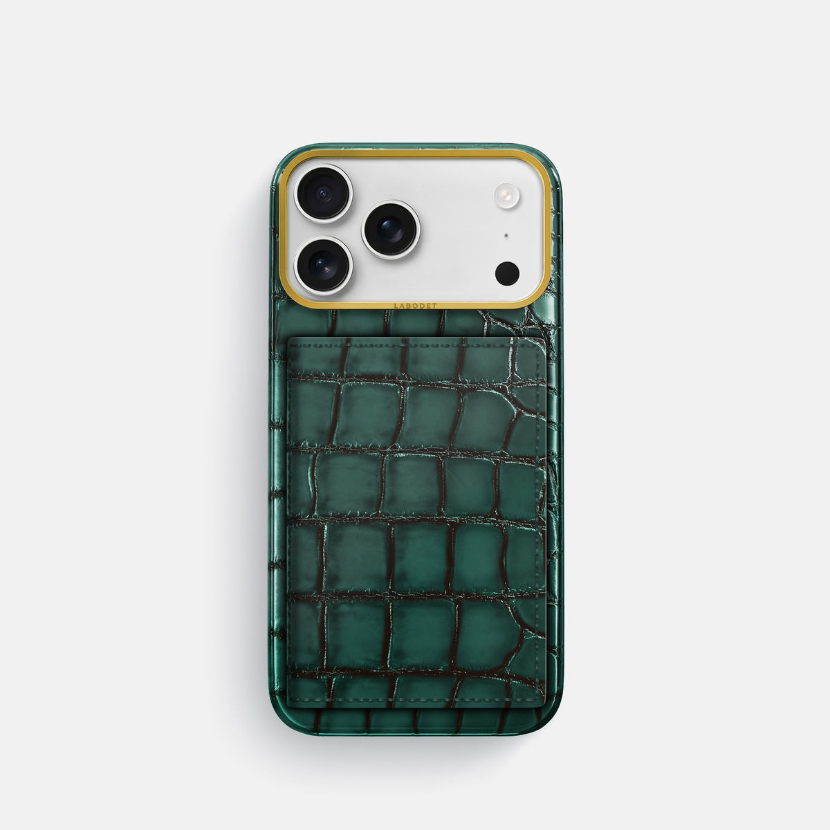 Bi-Fold Case For iPhone 17 Pro In Patina Alligator -1 | Green-Gold