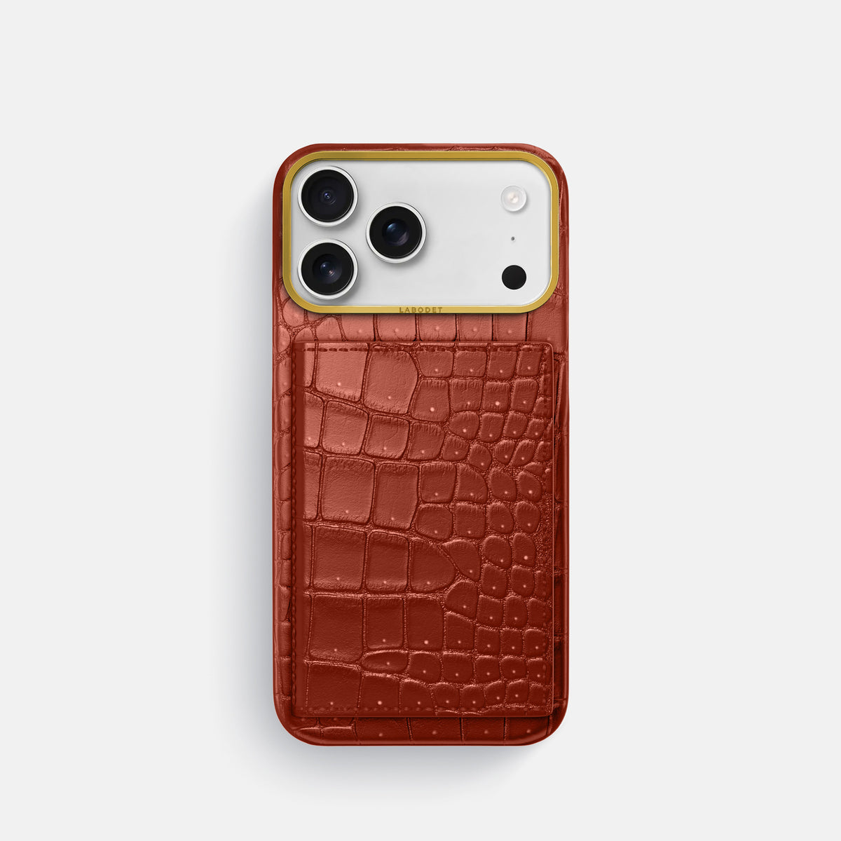 Bi-Fold Case For iPhone 17 Pro In Porosus Crocodile -1 | Mahogany-Brown-Gold