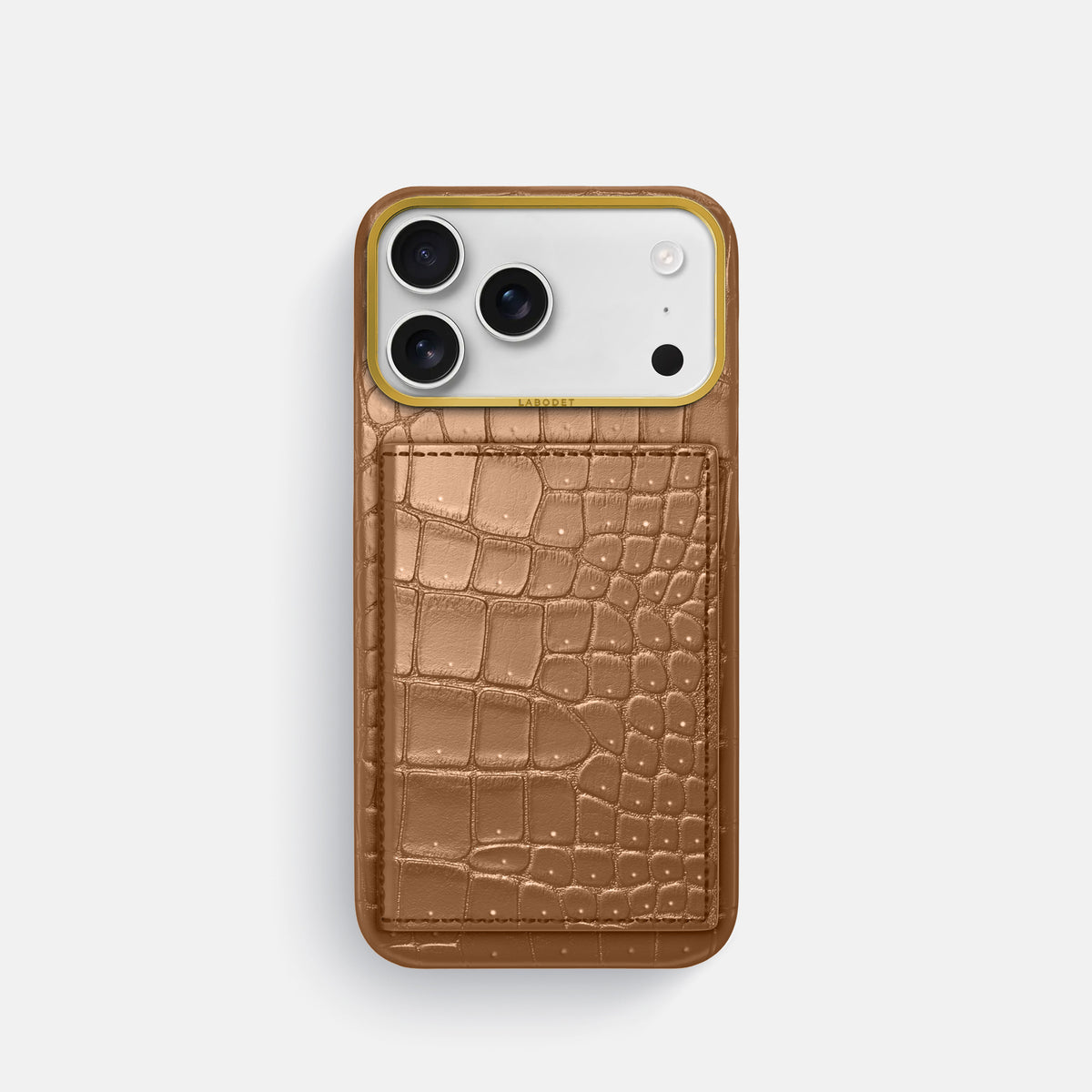 Bi-Fold Case For iPhone 17 Pro In Porosus Crocodile -1 | Milk-Chocolate-Gold