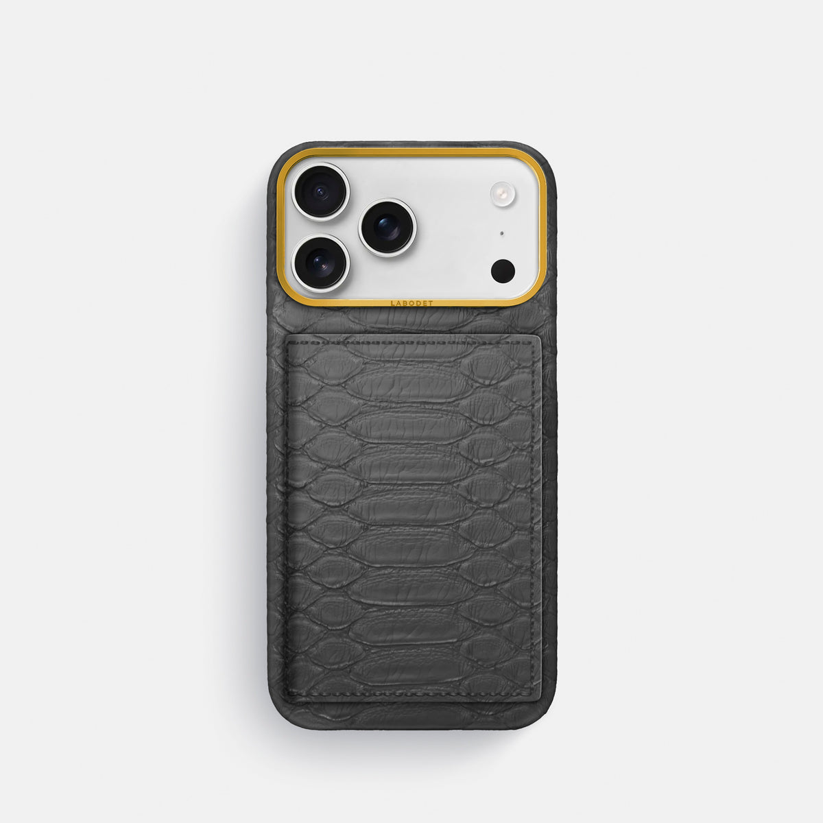 Bi-Fold Case For iPhone 17 Pro In Python -1 | Grey-Gold