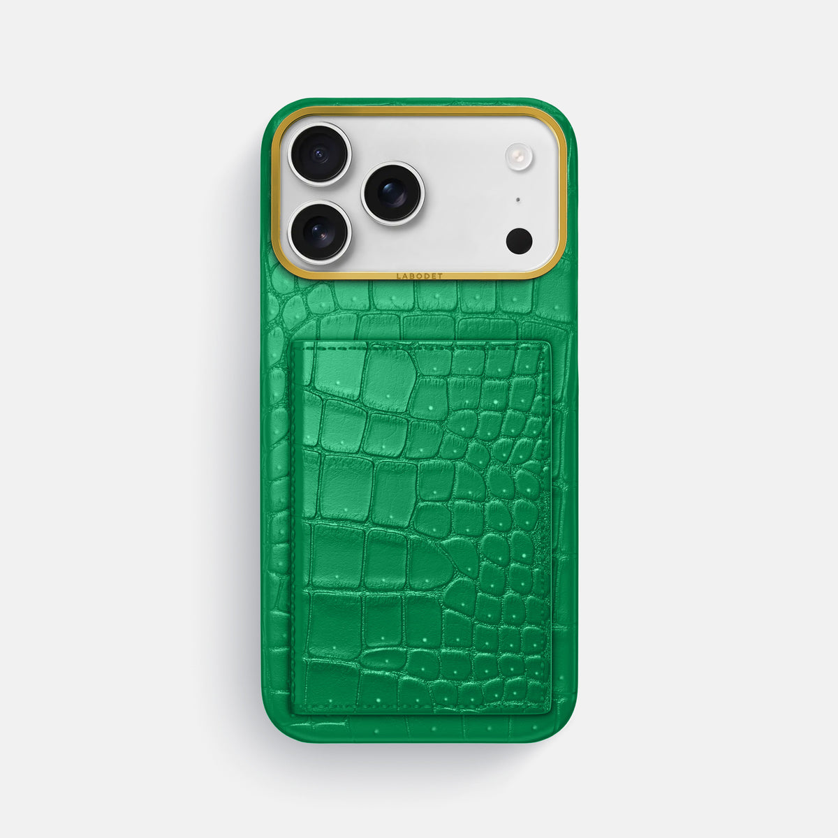 Bi-Fold Case For iPhone 18 Pro Max In Porosus Crocodile -1 | Cactus-Green-Gold