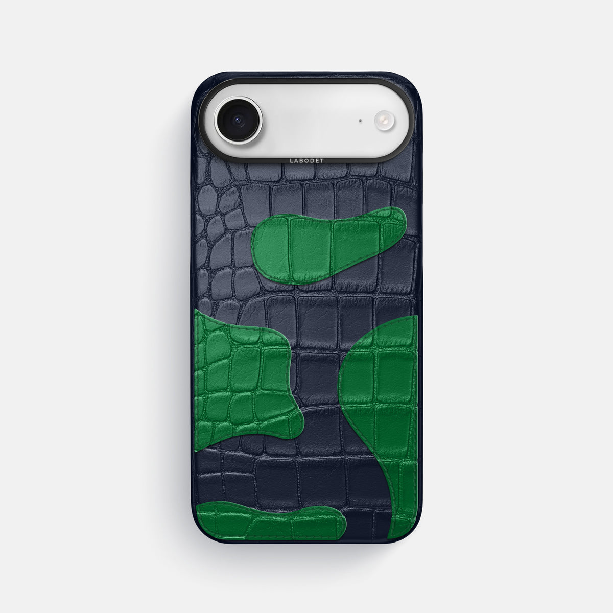 Navy Blue iPhone 17 Air Camouflage Case In Alligator with Black Metal -1 | Navy-Blue-Black