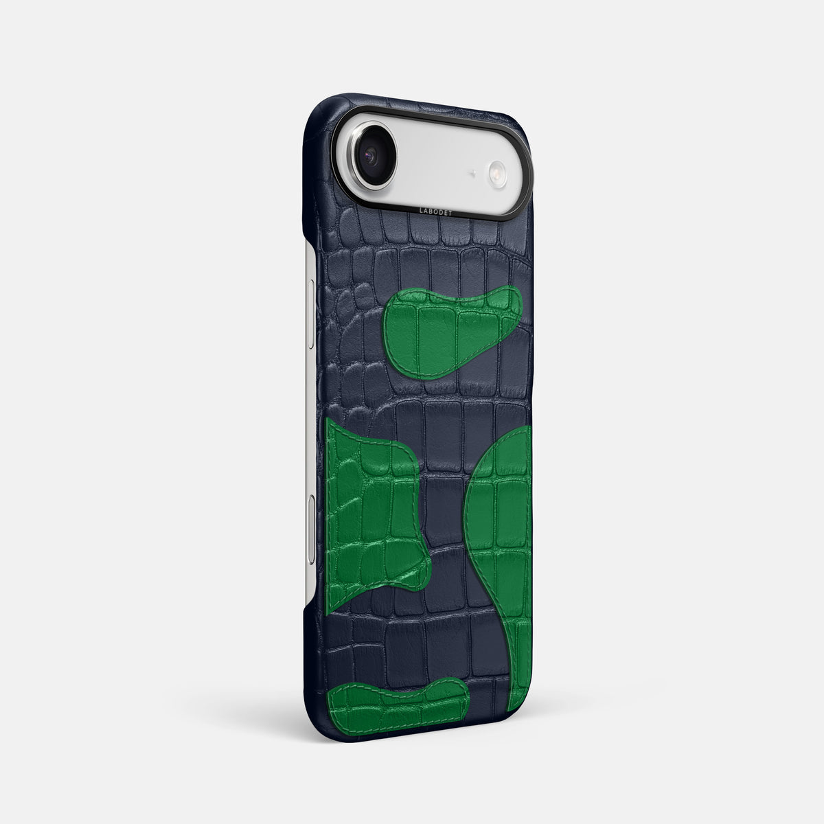 Navy Blue iPhone 17 Air Camouflage Case In Alligator with Black Metal -2 | Navy-Blue-Black