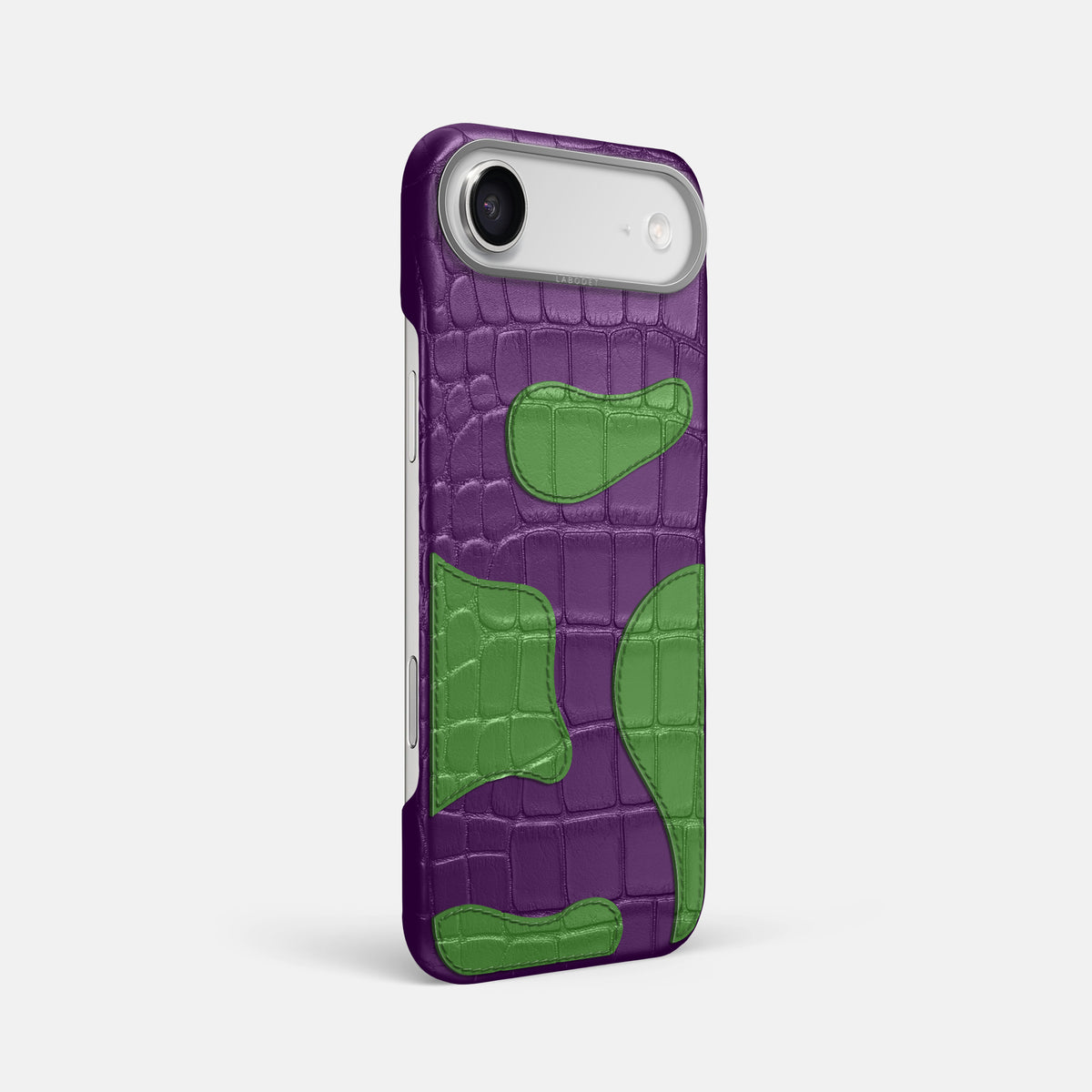 Purple iPhone 17 Air Camouflage Case In Alligator with Steel Metal -2 | Purple-Steel
