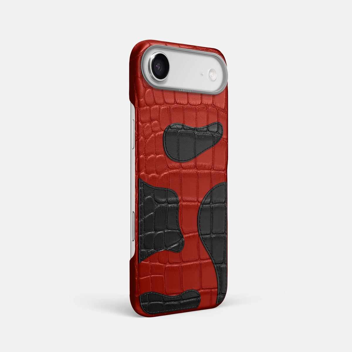 Red iPhone 17 Air Camouflage Case In Alligator with Steel Metal -2 | Red-Steel