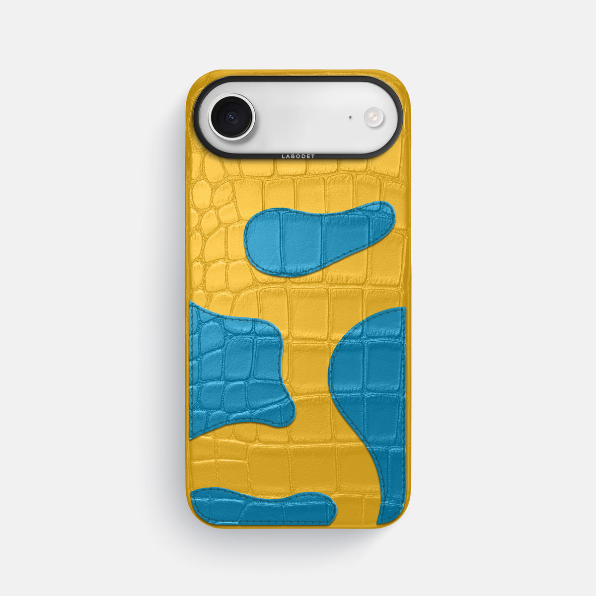 Yellow iPhone 17 Air Camouflage Case In Alligator with Black Metal -1 | Yellow-Black