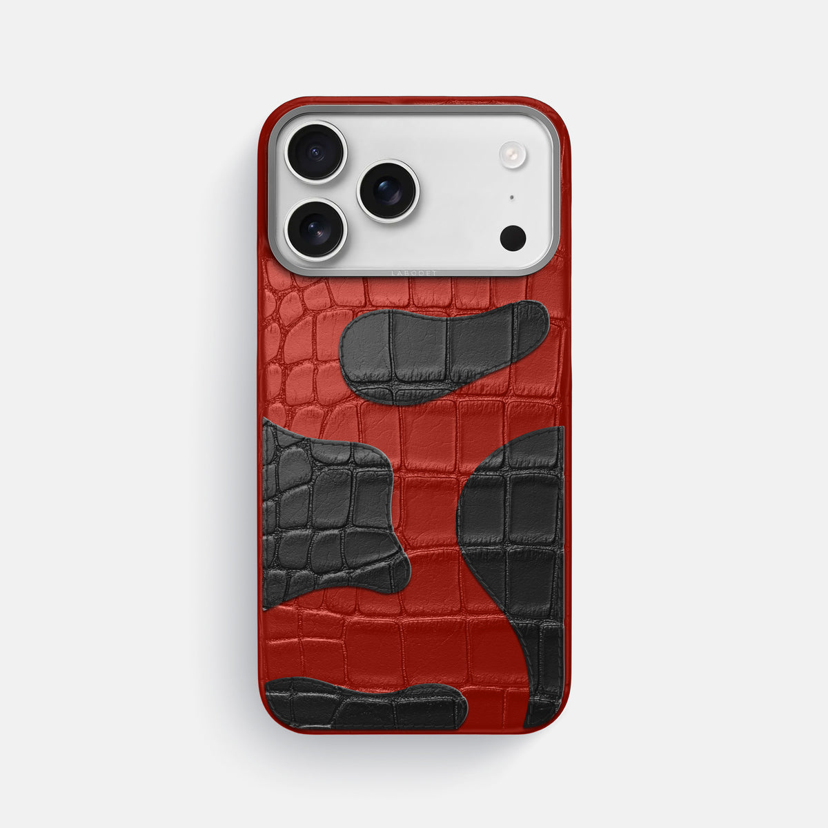 Red iPhone 17 Pro Max Camouflage Case In Alligator with Steel Metal -1 | Red-Steel