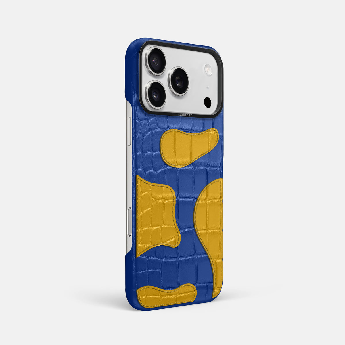 Royal Blue iPhone 17 Pro Max Camouflage Case In Alligator with Black Metal -2 | Royal-Blue-Black
