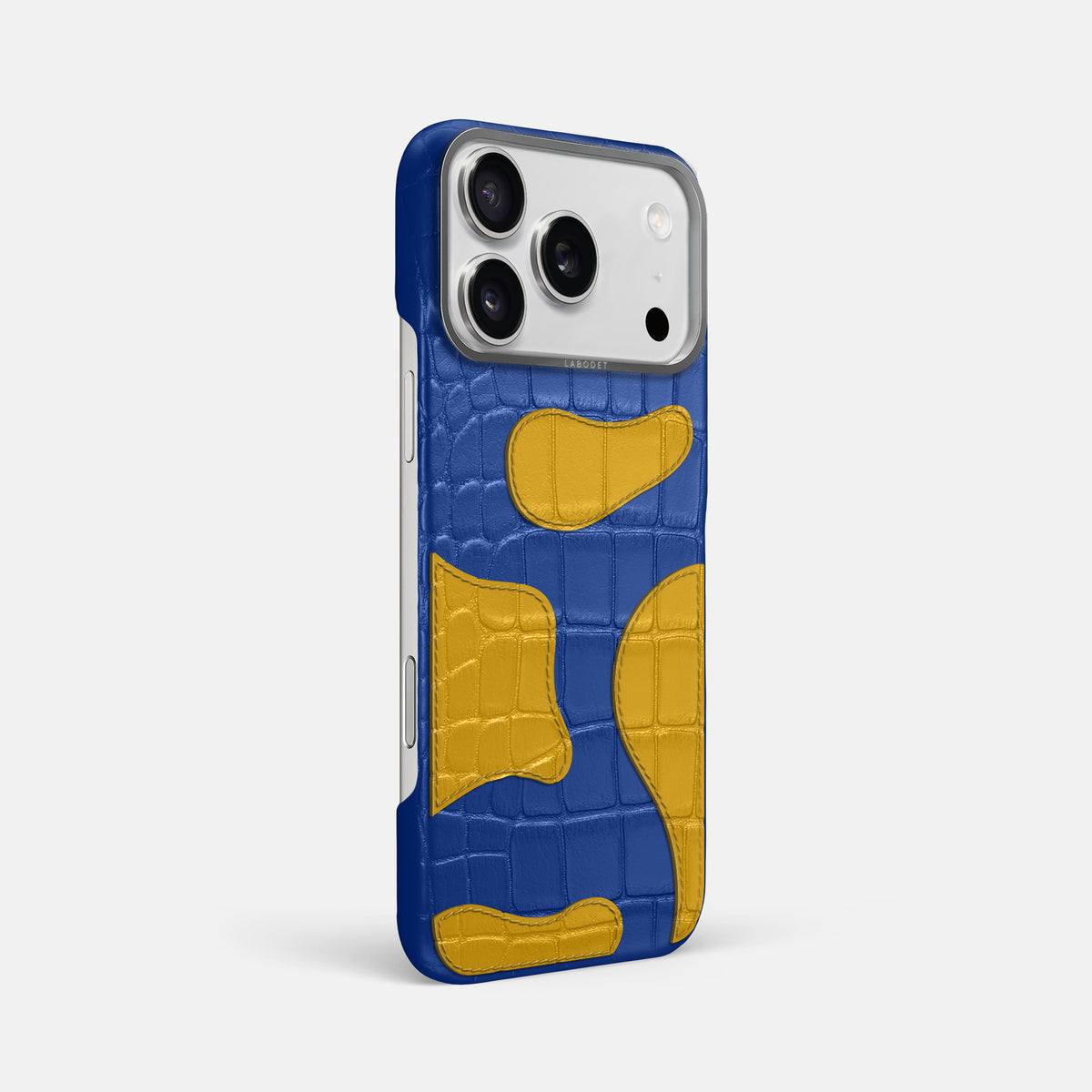 Royal Blue iPhone 17 Pro Max Camouflage Case In Alligator with Steel Metal -2 | Royal-Blue-Steel