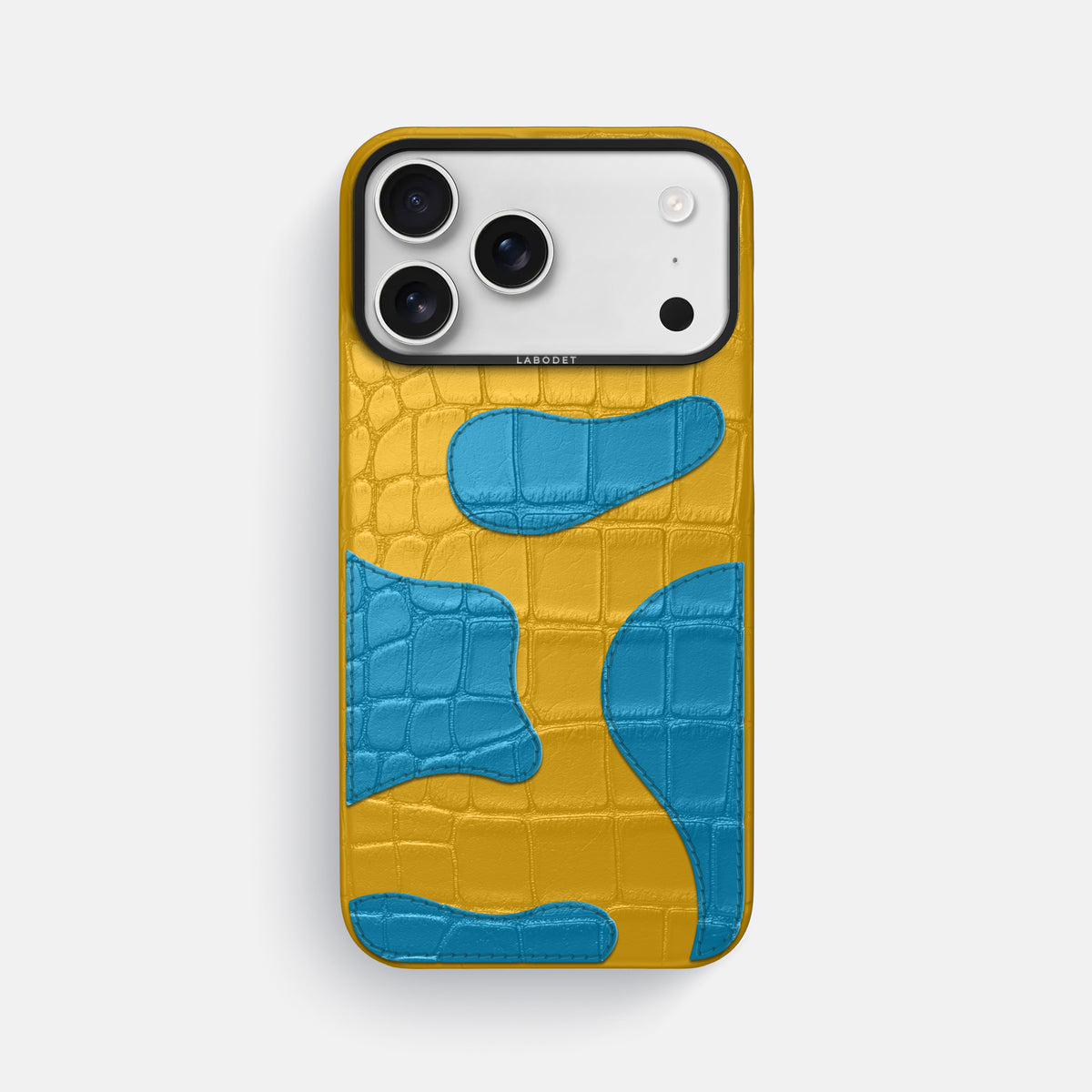 Yellow iPhone 17 Pro Max Camouflage Case In Alligator with Black Metal -1 | Yellow-Black