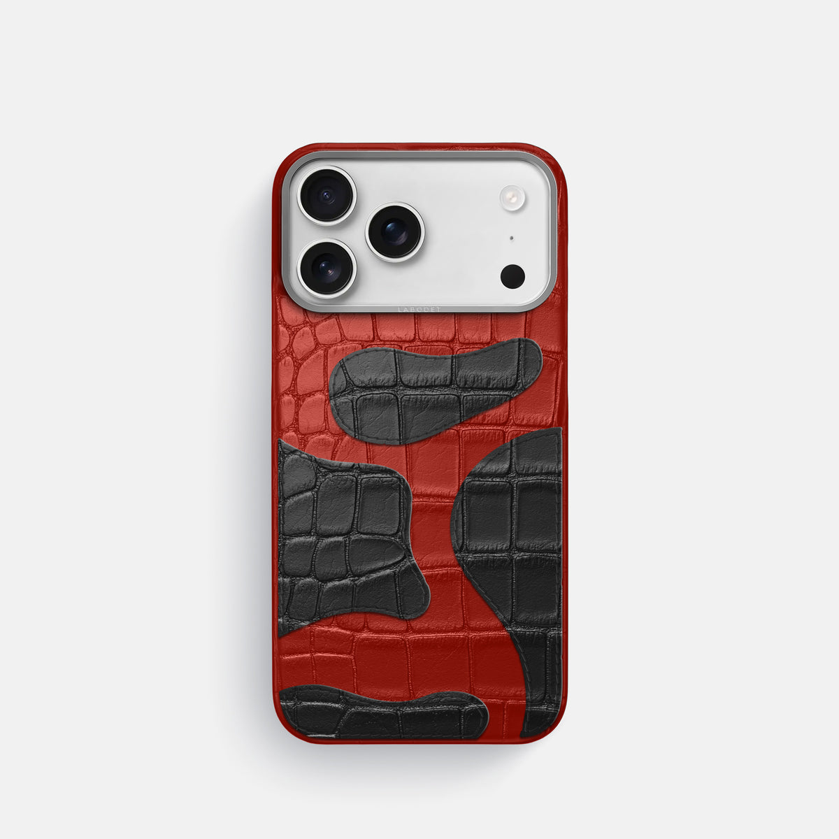 Red iPhone 17 Pro Camouflage Case In Alligator with Steel Metal -1 | Red-Steel