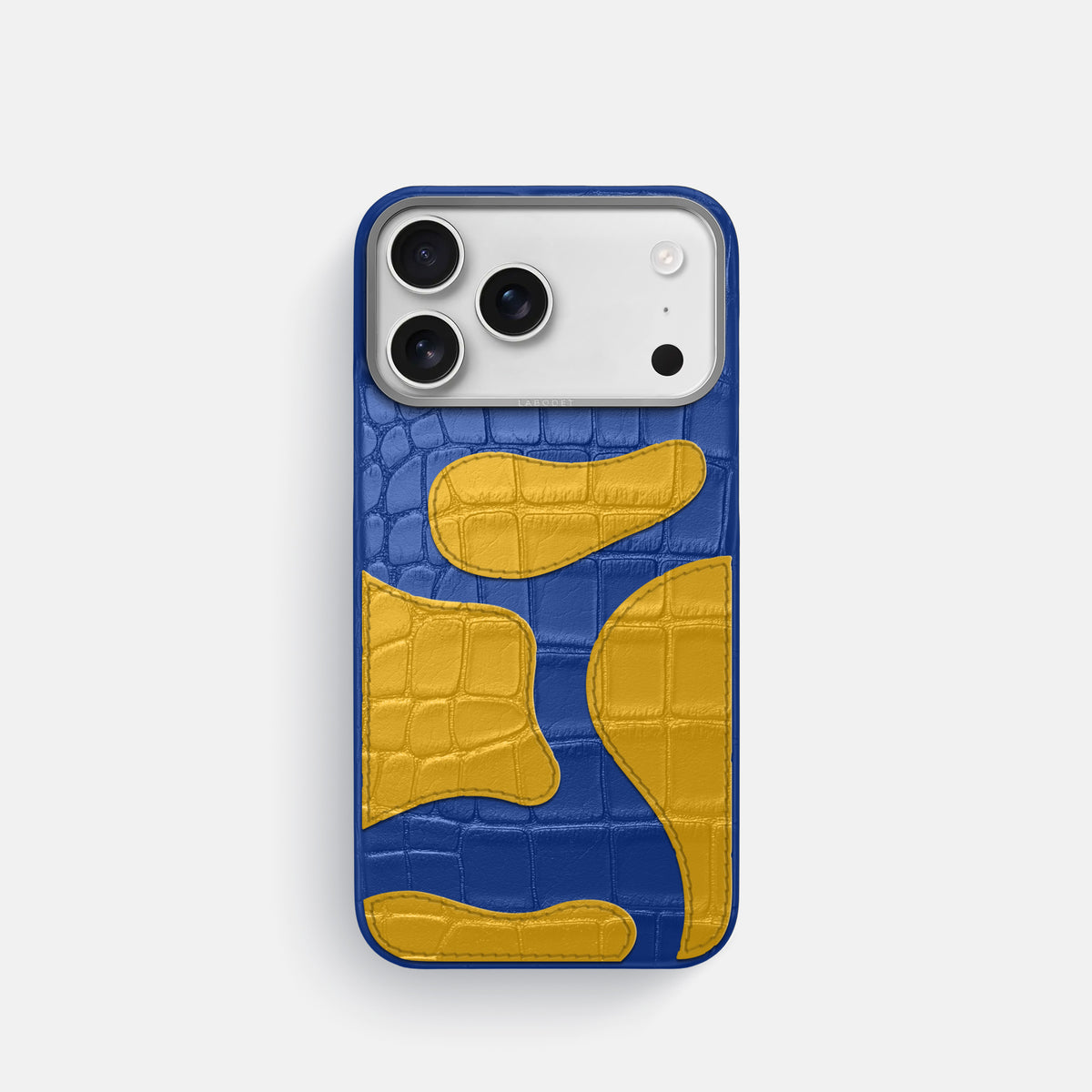Royal Blue iPhone 17 Pro Camouflage Case In Alligator with Steel Metal -1 | Royal-Blue-Steel