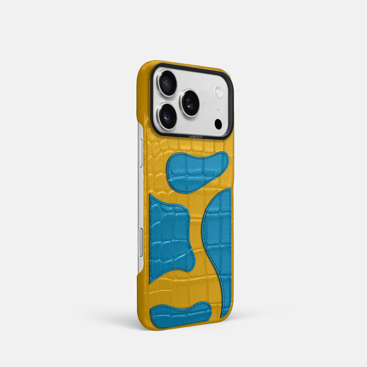 Yellow iPhone 17 Pro Camouflage Case In Alligator with Black Metal -2 | Yellow-Black