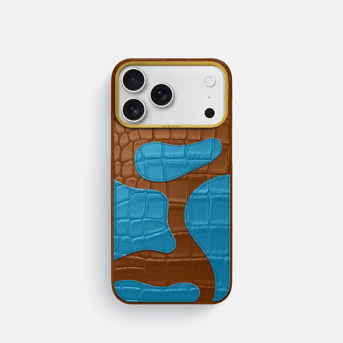 Honey iPhone 17 Pro Camouflage Case In Alligator with Gold Metal -1 | Honey-Gold