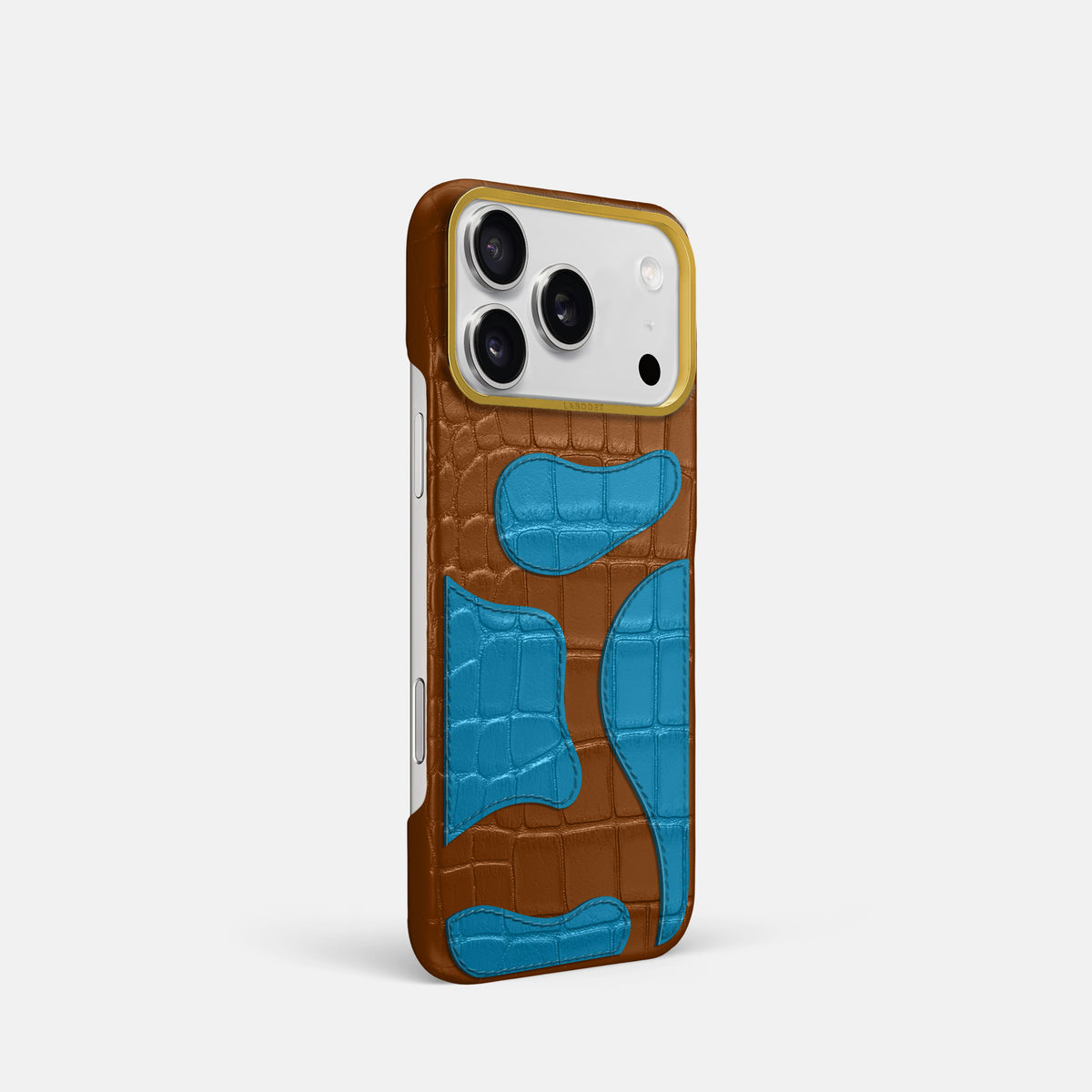 Honey iPhone 17 Pro Camouflage Case In Alligator with Gold Metal -2 | Honey-Gold
