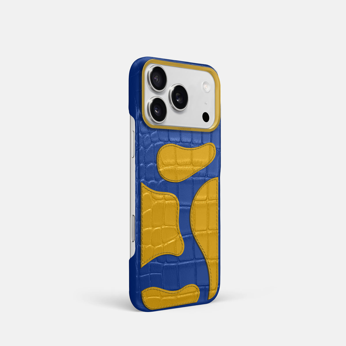 Royal Blue iPhone 17 Pro Camouflage Case In Alligator with Gold Metal -2 | Royal-Blue-Gold