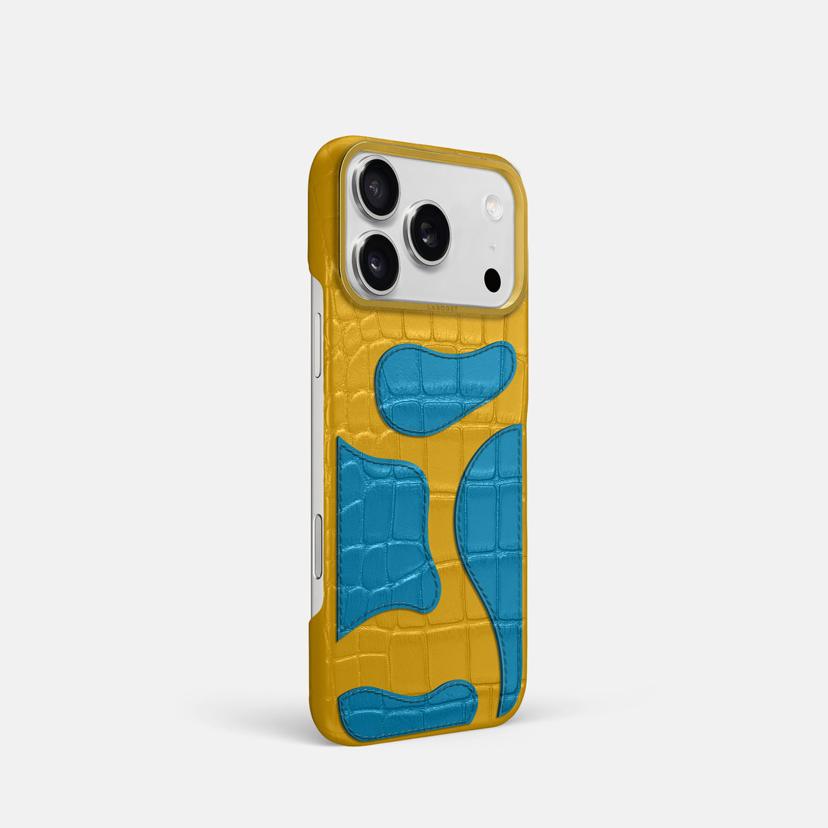 Yellow iPhone 17 Pro Camouflage Case In Alligator with Gold Metal -2 | Yellow-Gold