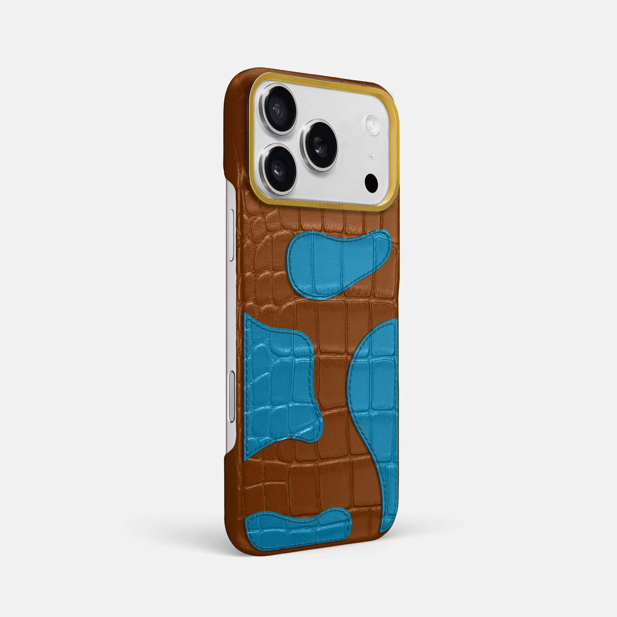 Honey iPhone 17 Pro Max Camouflage Case In Alligator with Gold Metal -2 | Honey-Gold