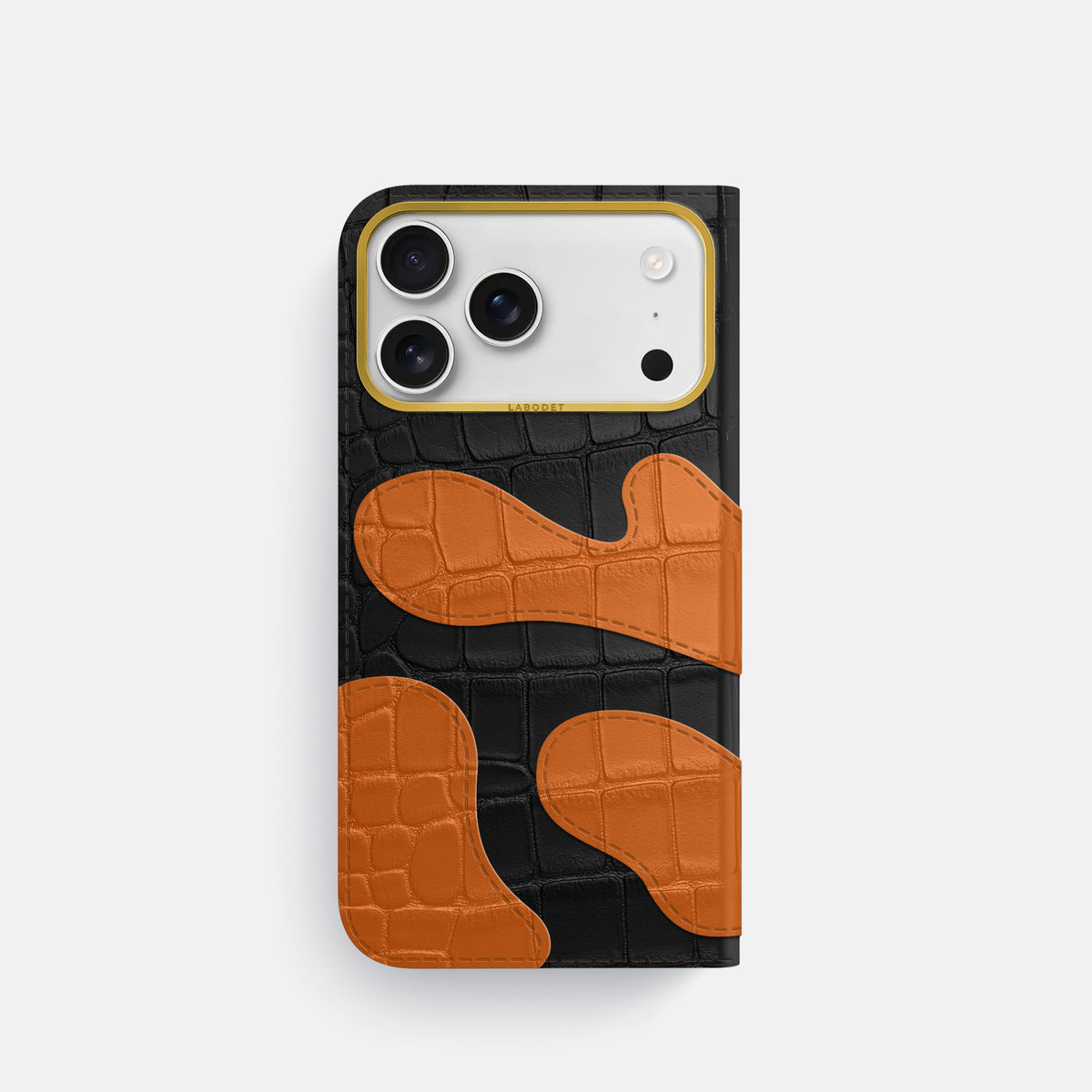 Camouflage Folio For iPhone 17 Pro In Alligator -3 | Black-Gold