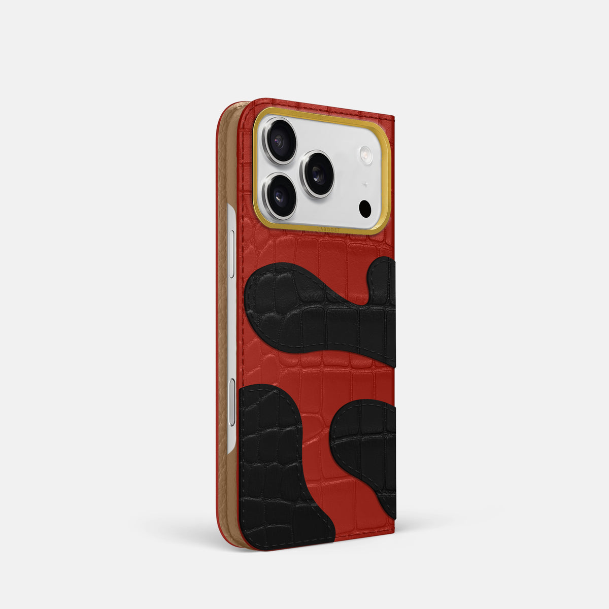 Camouflage Folio For iPhone 17 Pro In Alligator -1 | Red-Gold