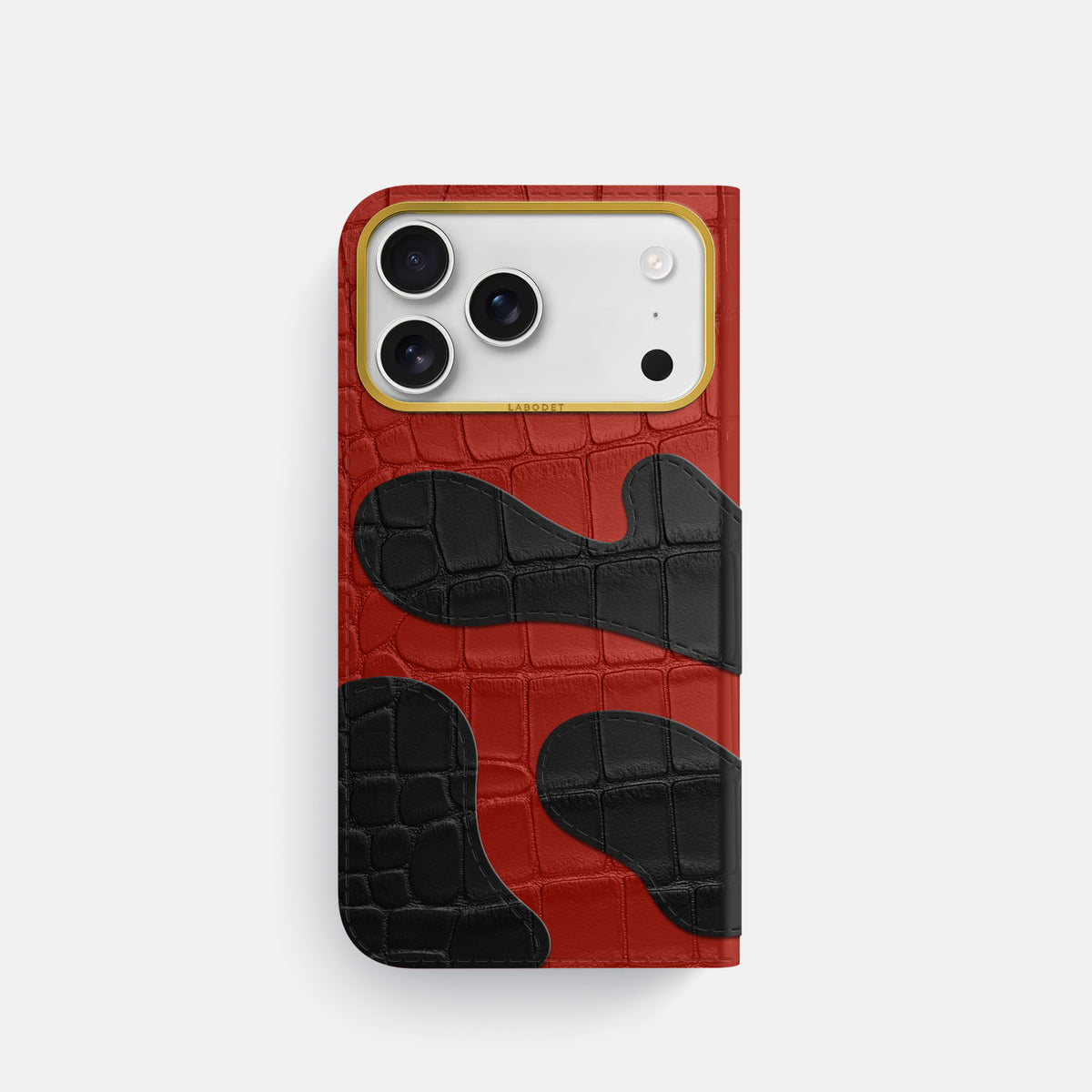 Camouflage Folio For iPhone 17 Pro In Alligator -3 | Red-Gold