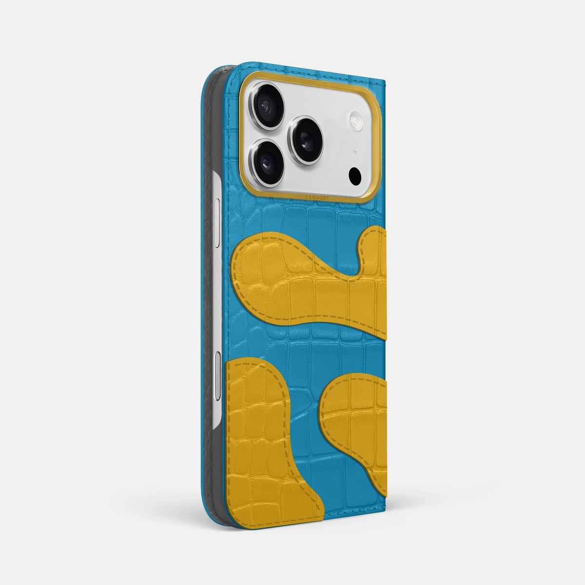 Camouflage Folio For iPhone 17 Pro Max In Alligator -1 | Curaçao-Blue-Gold