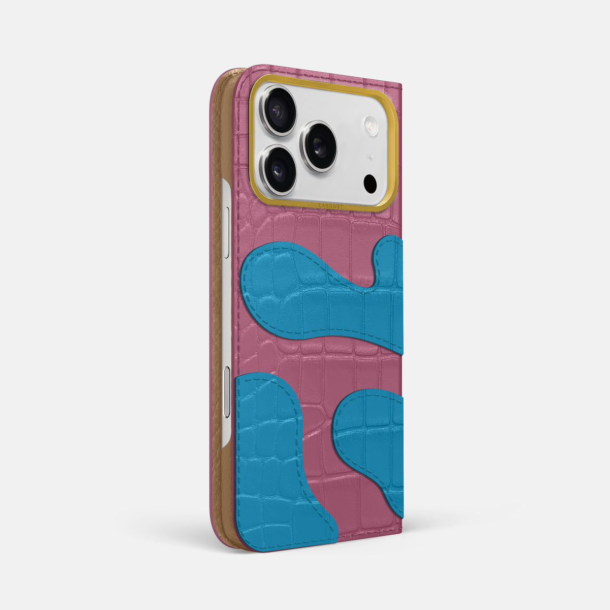 Camouflage Folio For iPhone 17 Pro Max In Alligator -1 | Pink-Lagoon-Gold