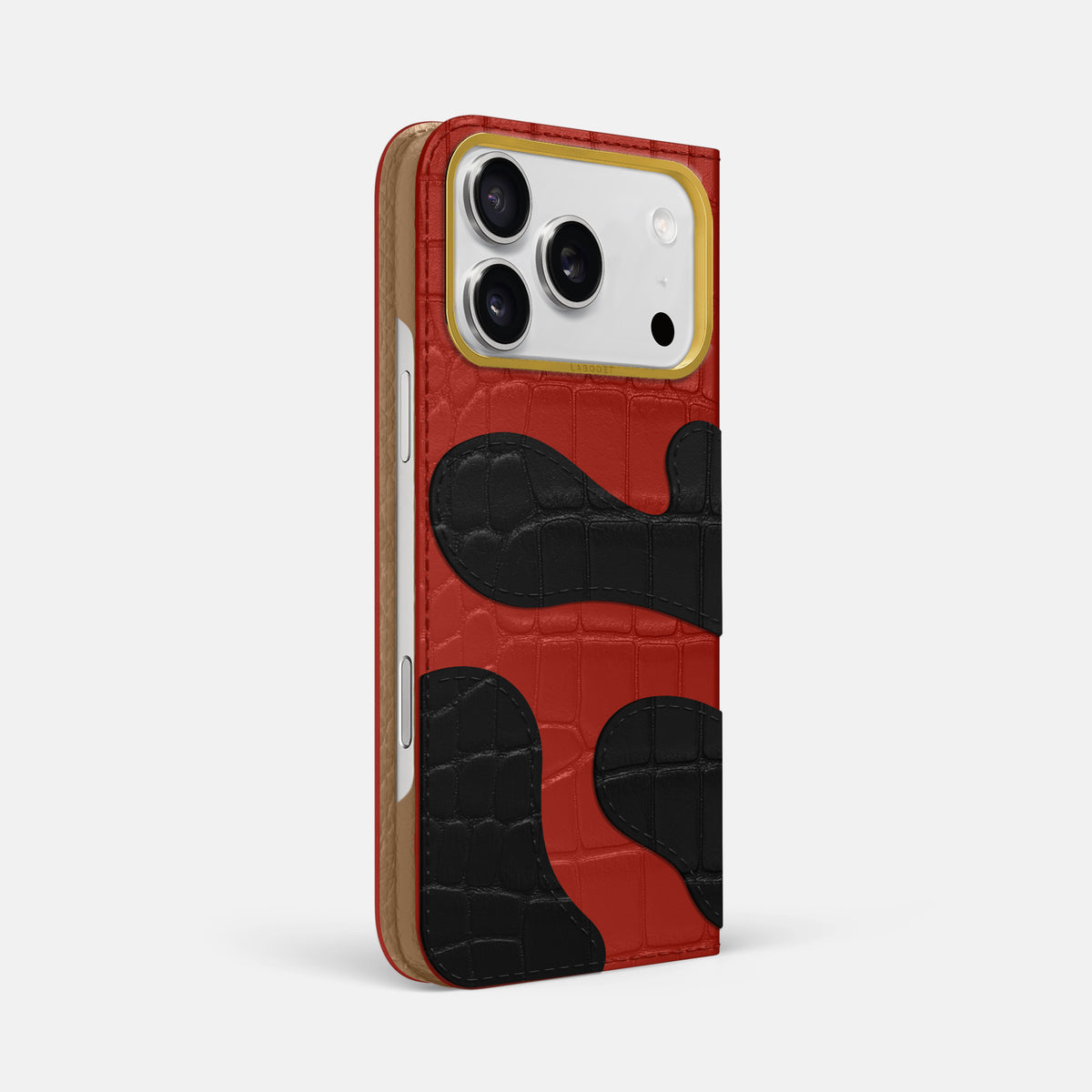 Camouflage Folio For iPhone 17 Pro Max In Alligator -1 | Red-Gold