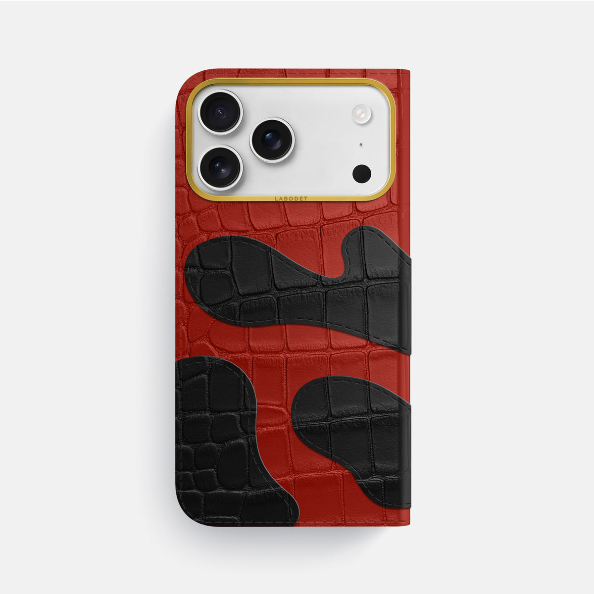 Camouflage Folio For iPhone 17 Pro Max In Alligator -3 | Red-Gold