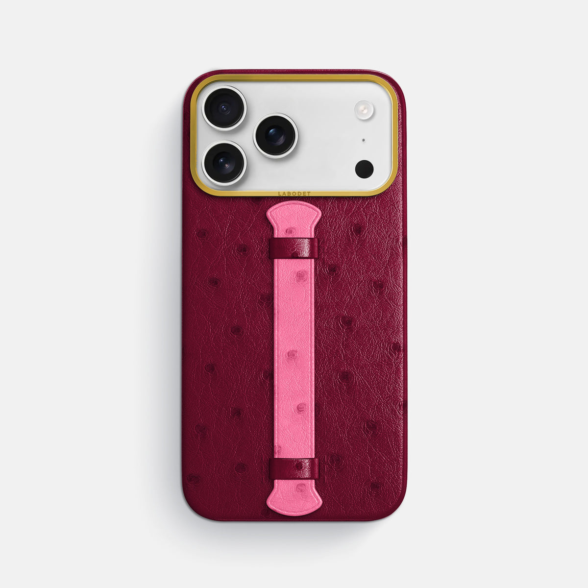 Center Handle Coloré For iPhone 17 Pro Max In Ostrich -1 | Bordeaux-Gold