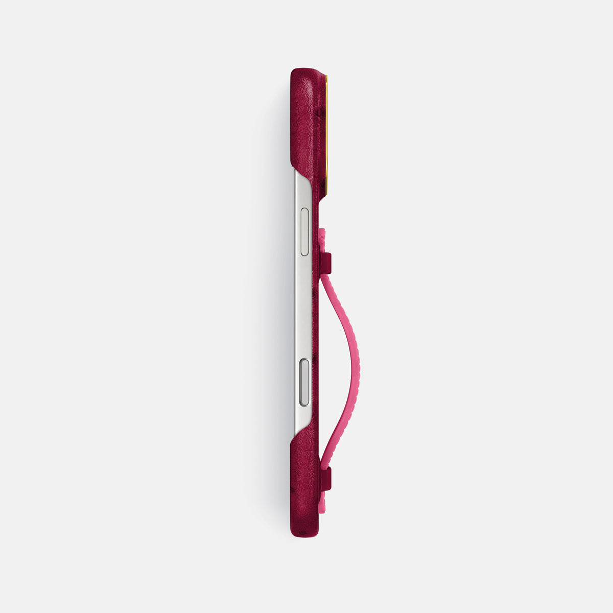 Center Handle Coloré For iPhone 17 Pro Max In Ostrich -2 | Bordeaux-Gold