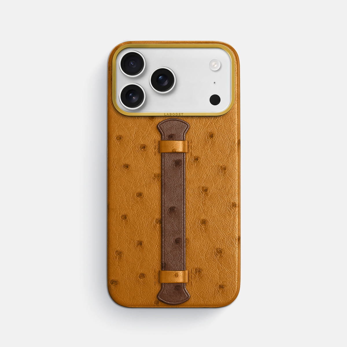Center Handle Coloré For iPhone 17 Pro Max In Ostrich -1 | Chestnut-Gold
