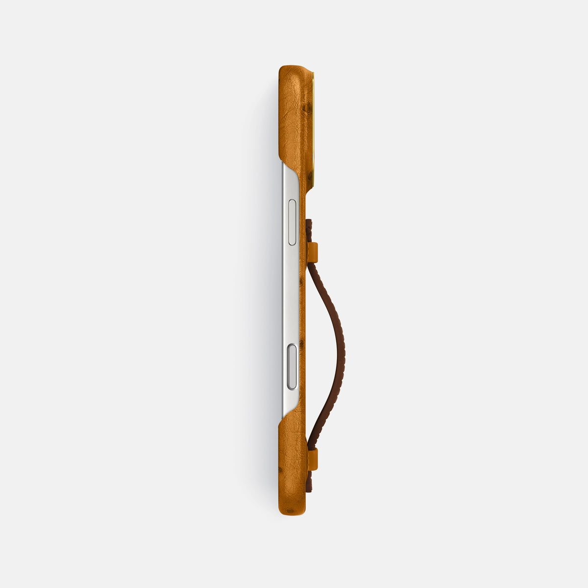 Center Handle Coloré For iPhone 17 Pro Max In Ostrich -2 | Chestnut-Gold