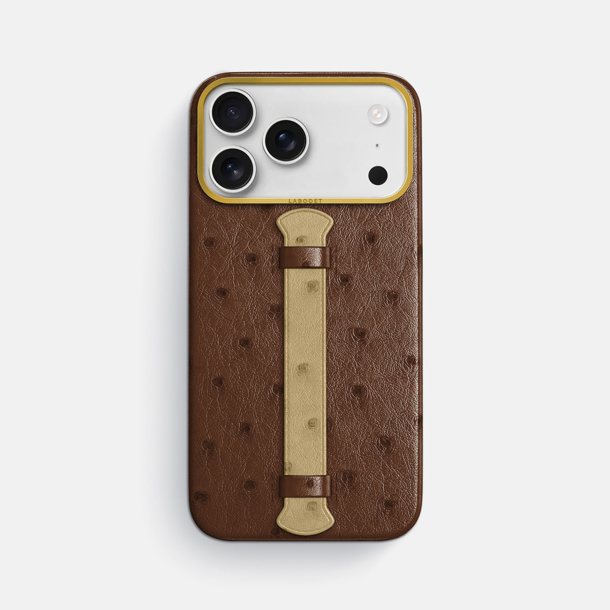 Center Handle Coloré For iPhone 17 Pro Max In Ostrich -1 | Chocolate-Gold