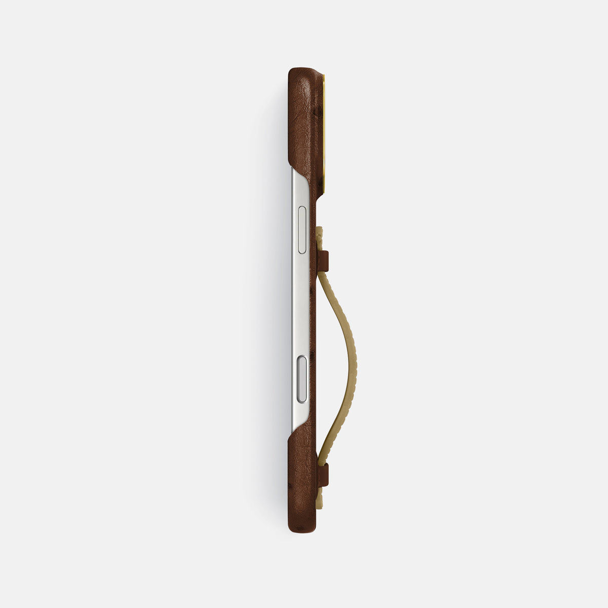 Center Handle Coloré For iPhone 17 Pro Max In Ostrich -2 | Chocolate-Gold