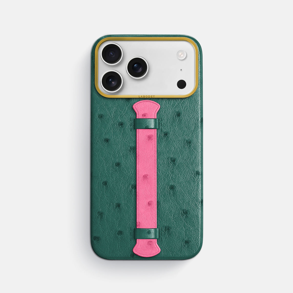 Center Handle Coloré For iPhone 17 Pro Max In Ostrich -1 | Forest-Green-Gold
