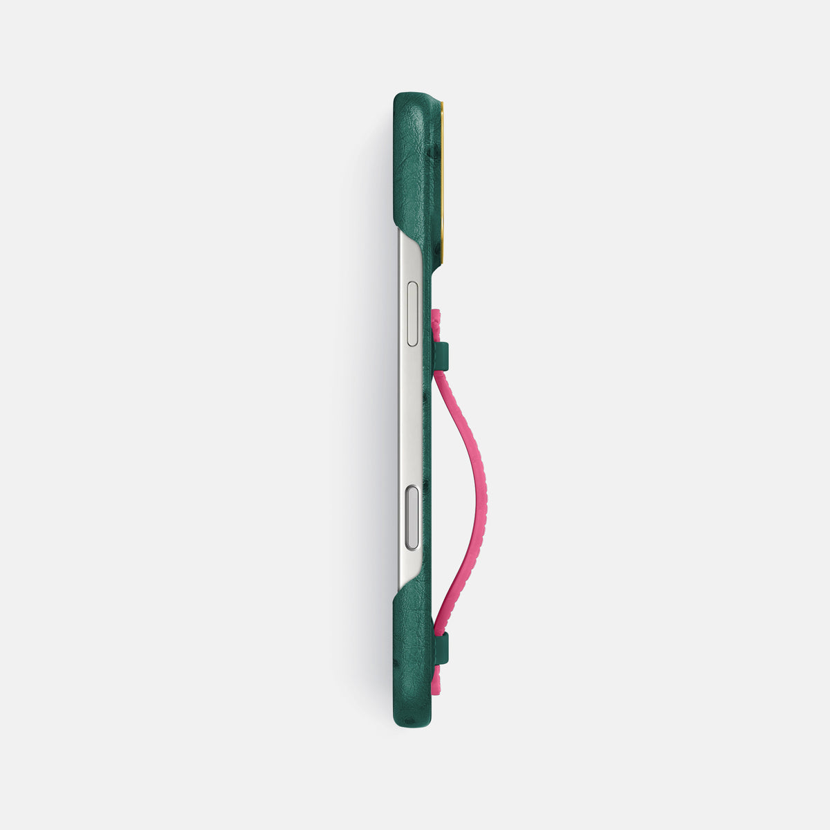 Center Handle Coloré For iPhone 17 Pro Max In Ostrich -2 | Forest-Green-Gold