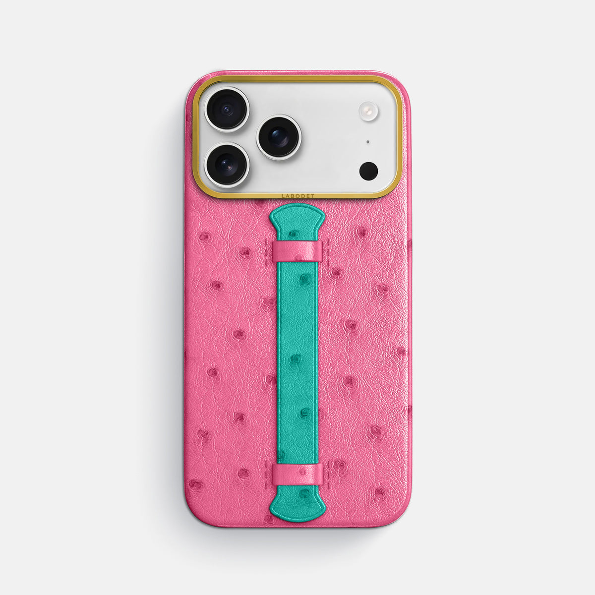 Center Handle Coloré For iPhone 17 Pro Max In Ostrich -1 | Pink-Gold