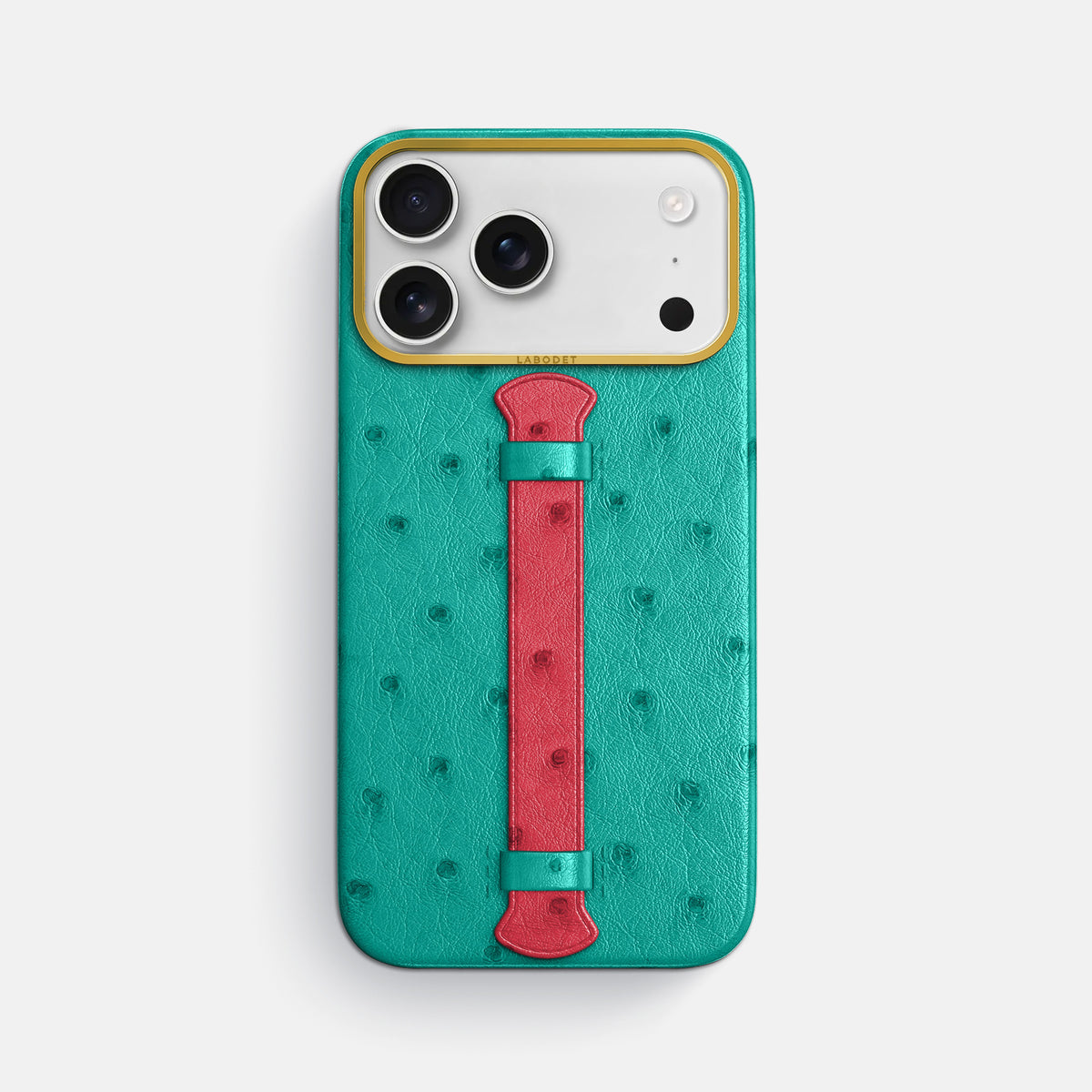 Center Handle Coloré For iPhone 17 Pro Max In Ostrich -1 | Turquoise-Gold