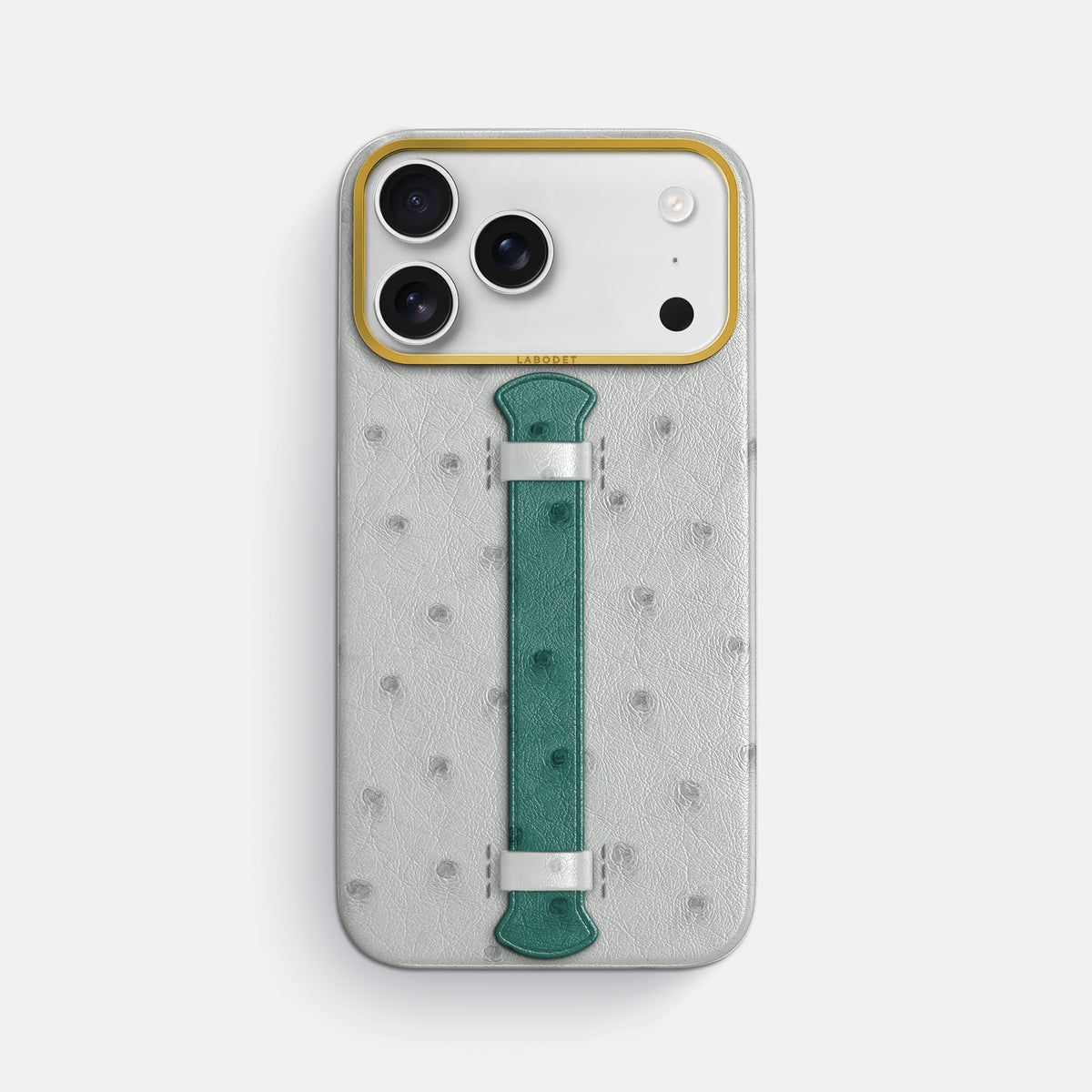 Center Handle Coloré For iPhone 17 Pro Max In Ostrich -1 | White-Gold