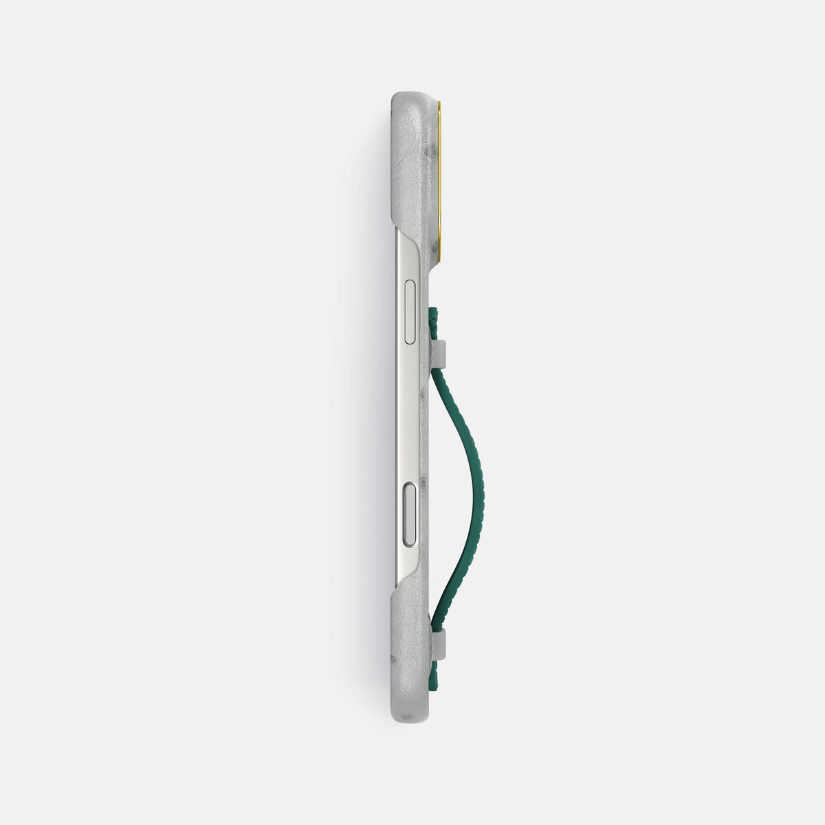 Center Handle Coloré For iPhone 17 Pro Max In Ostrich -2 | White-Gold