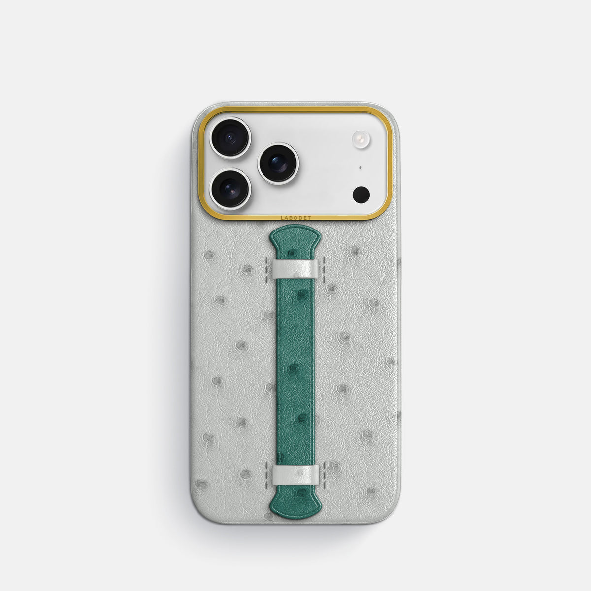 Center Handle Coloré For iPhone 18 Pro In Ostrich -1 | White-Gold