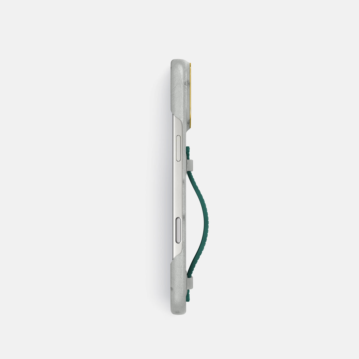 Center Handle Coloré For iPhone 18 Pro In Ostrich -2 | White-Gold