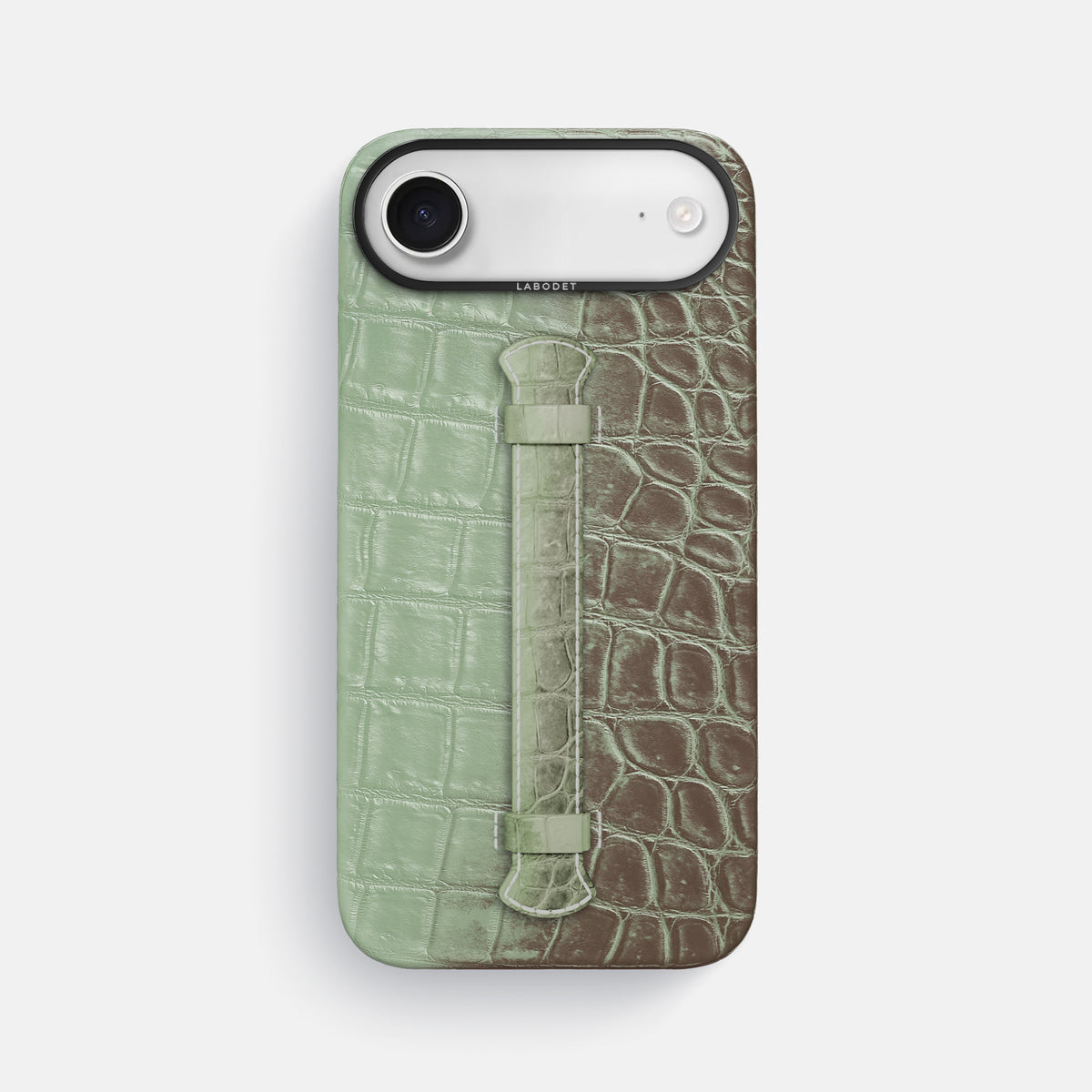 Pistachio iPhone 17 Air Handle Case Himalayan Crocodile with Black Metal -1 | Pistachio-Black