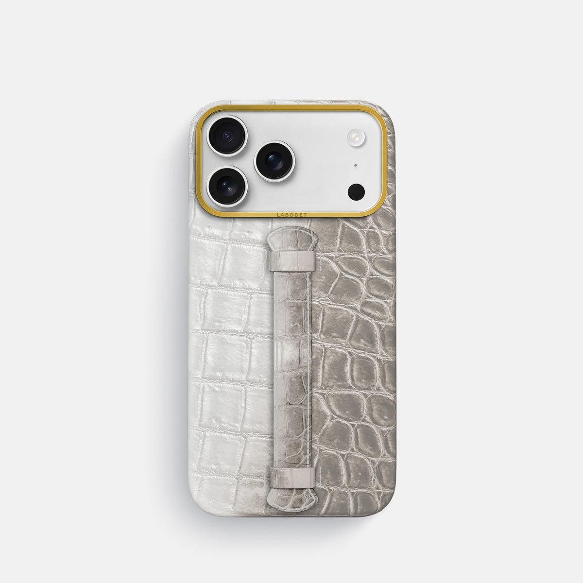 Center Handle For iPhone 17 Pro In Himalayan Crocodile -2 | Grey-Gold