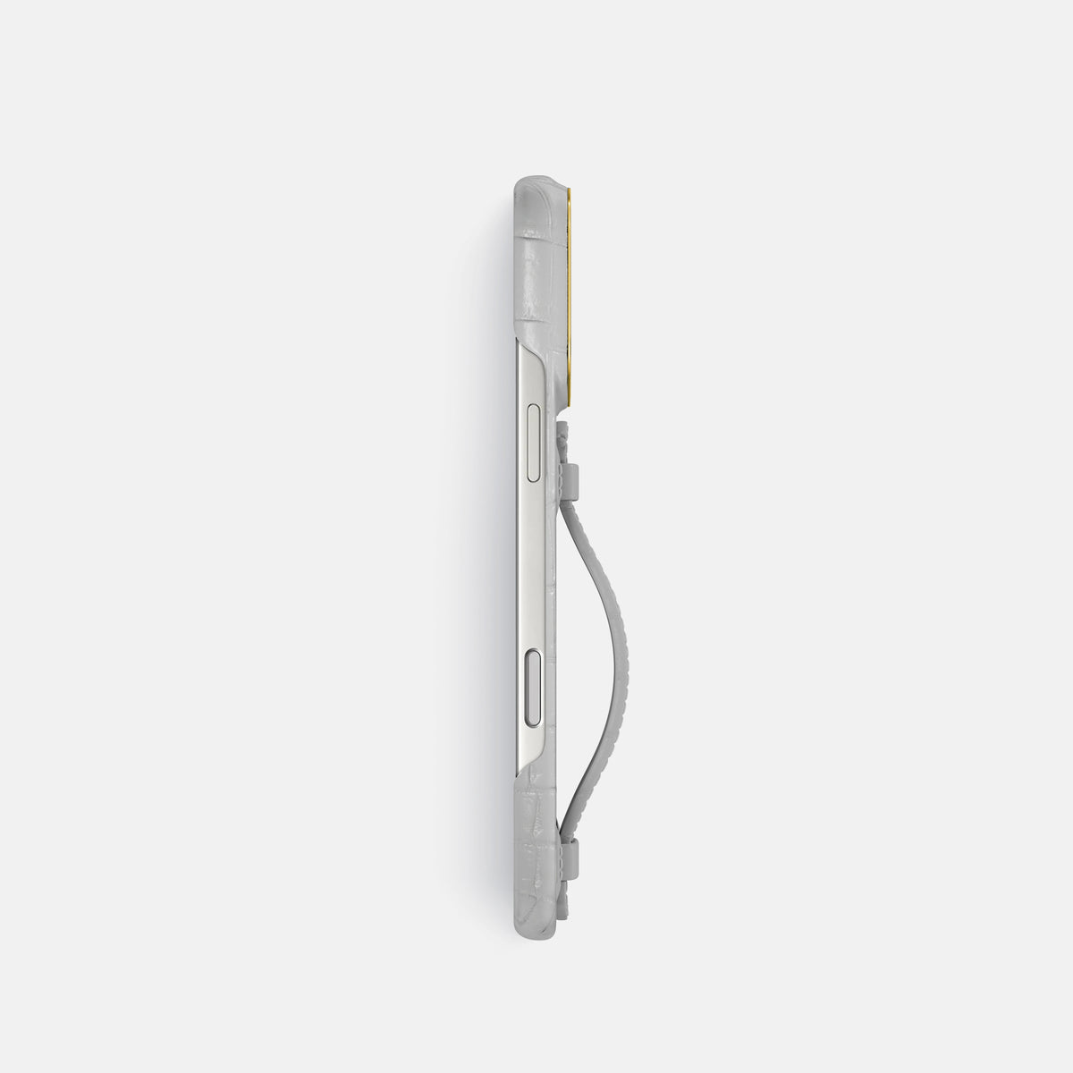 Center Handle For iPhone 17 Pro In Himalayan Crocodile -3 | Grey-Gold