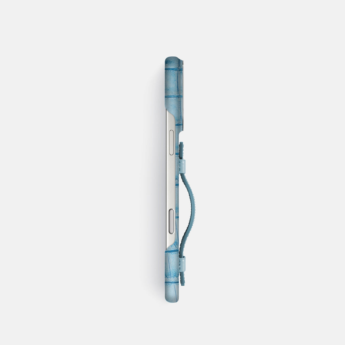 Center Handle For iPhone 18 Pro In Himalayan Crocodile -3 | Ice-Blue-Steel