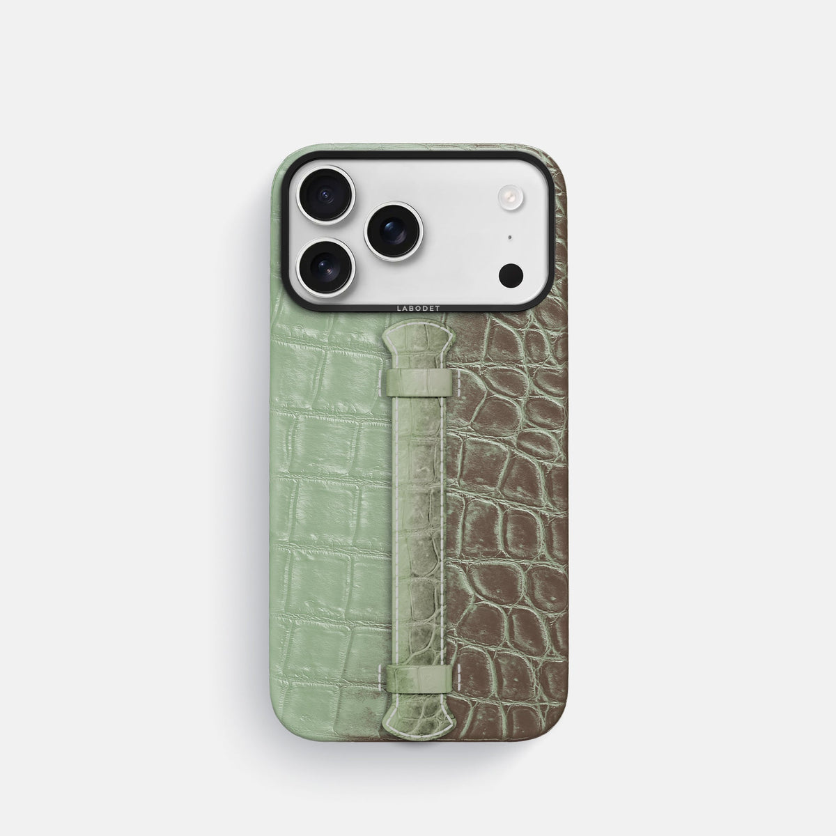 Center Handle For iPhone 18 Pro In Himalayan Crocodile -1 | Pistachio-Black