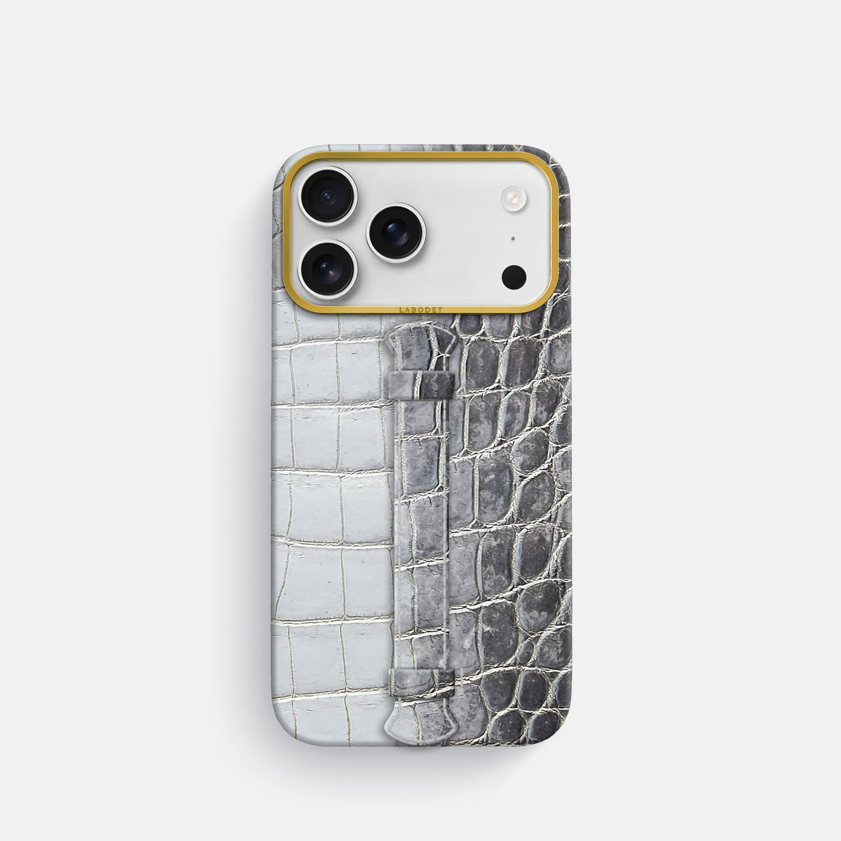 Center Handle For iPhone 17 Pro In Himalayan Crocodile -1 | Silver-Gold